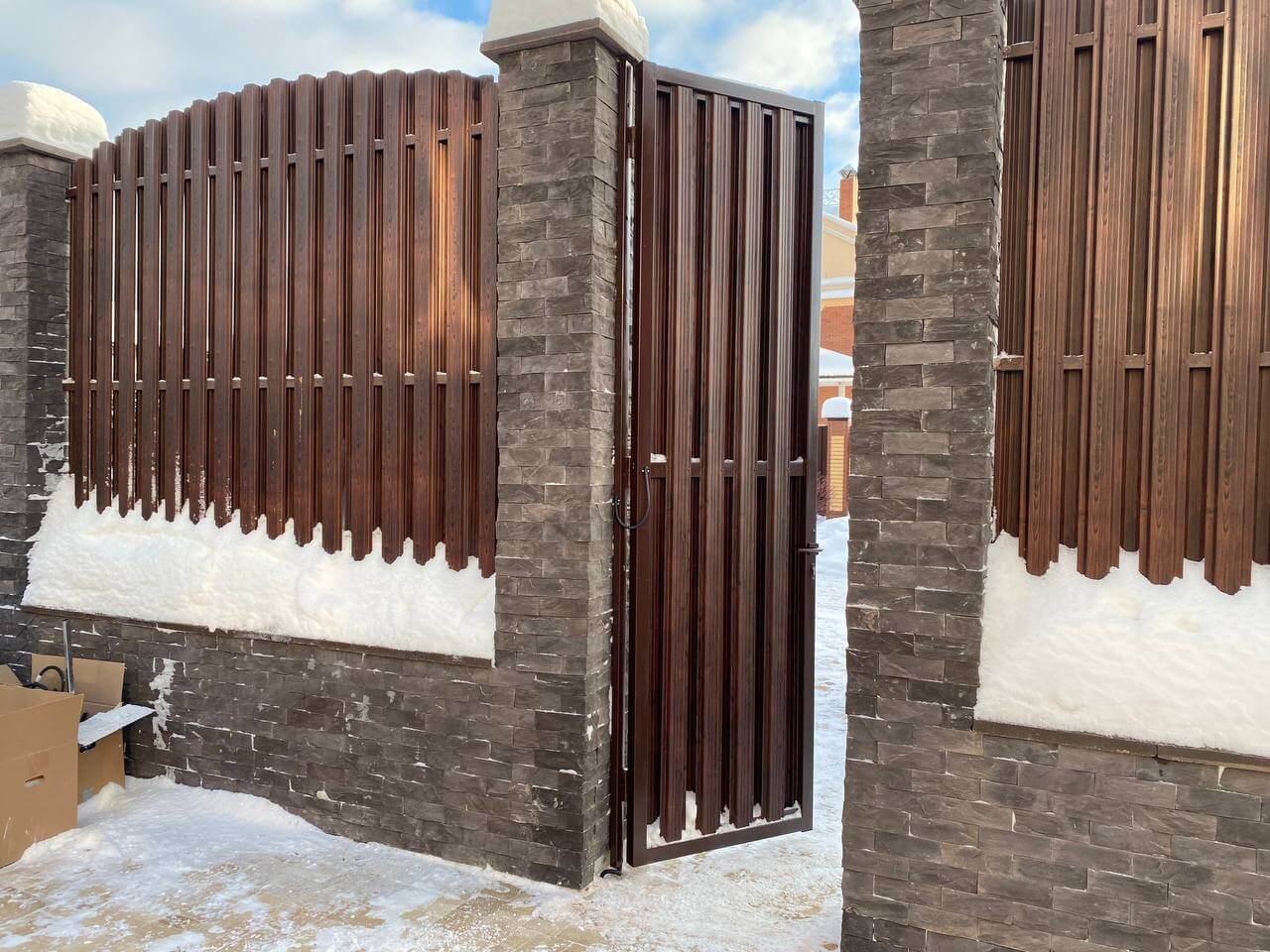 забор из штакетника printech каштан красный фото11 в Новосибирске